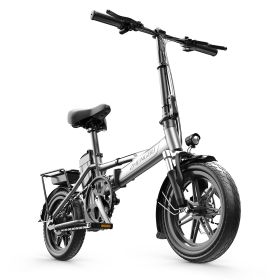 Electric Bike 500W Electric Commuter Bikes;  Folding Mini Ebike 14'' Electric Bicycle with 48V 18Ah Battery;  21MPH Adults/Teens City E Bike (Color: Grey)