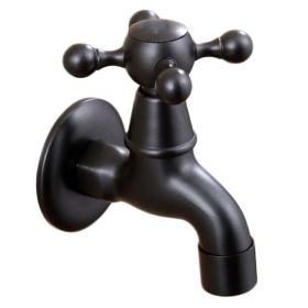 Black Mop Pool Faucet Antique Kitchen Faucet Wall Mounted Brass Single Cold Water Tap Laundry Bathroom Garden