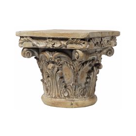 Traditional Resin Decorative Pedestal with Scrolled Design; Weathered Brown