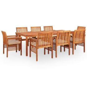 9 Piece Patio Dining Set with Cushions Solid Acacia Wood