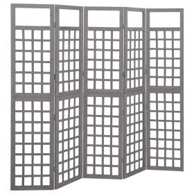 5-Panel Room Divider/Trellis Solid Fir Wood Gray 79.3"x70.9"