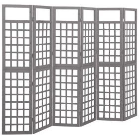 6-Panel Room Divider/Trellis Solid Fir Wood Gray 95.5"x70.9"