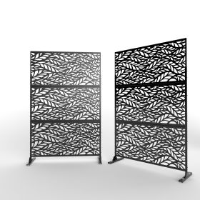 6.5 ft. H x 4 ft. W Laser Cut Metal Privacy Screen;  24"*48"*3 panels - Black - Galvanized steel