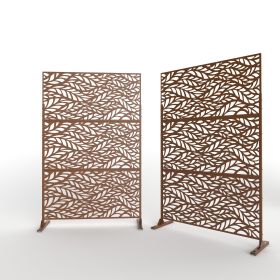 6.5 ft. H x 4 ft. W Laser Cut Metal Privacy Screen;  24"*48"*3 panels - Brown - Galvanized steel