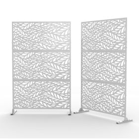 6.5 ft. H x 4 ft. W Laser Cut Metal Privacy Screen;  24"*48"*3 panels - White - Galvanized steel