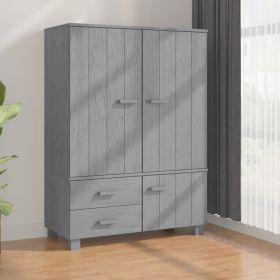 Wardrobe Dark Gray 39"x17.7"x53.9" Solid Wood Pine