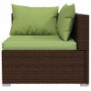 7 Piece Patio Lounge Set with Cushions Poly Rattan Brown - Brown