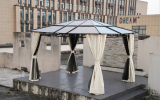 10x12 Hardtop Gazebo,UV 50+ Outdoor Canopy with Mosquito Netting and Curtains, Outdoor Shelter