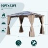 10x12 Hardtop Gazebo,UV 50+ Outdoor Canopy with Mosquito Netting and Curtains, Outdoor Shelter