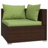 7 Piece Patio Lounge Set with Cushions Poly Rattan Brown - Brown