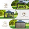 10'x12' Outdoor Hardtop Gazebo Permanent Canopy with Galvanized Steel Roof,Curtains and Netting