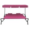 Outdoor Lounge Bed with Canopy and Pillows Pink