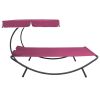 Outdoor Lounge Bed with Canopy and Pillows Pink