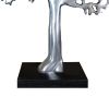 Stylish Aluminum Tree Decor with Block Base; Silver and Black