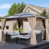 10x12 Hardtop Gazebo,UV 50+ Outdoor Canopy with Mosquito Netting and Curtains, Outdoor Shelter