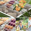 Iron Wire Barbecue Grilling Basket BBQ Net Wooden Handle Meat Fish Clip Holder