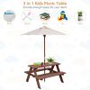 Outdoor 4-Seat Kid's Picnic Table Bench with Umbrella