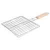 Iron Wire Barbecue Grilling Basket BBQ Net Wooden Handle Meat Fish Clip Holder