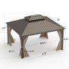 10'x12' Outdoor Hardtop Gazebo Permanent Canopy with Galvanized Steel Roof,Curtains and Netting