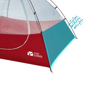 Mountaineering Camping Windproof And Rainproof Aluminum Alloy Three Season Double Deck Camping Tent (Color: A Red)