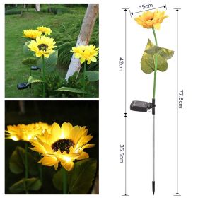 Solar energy simulation sunflower flower lamp Solar energy lawn lamp Outdoor waterproof floor lamp Garden garden decorative lamp (Specification classification: Single solar sunflower)