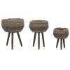 Planter 3 pcs Wicker with PE Lining