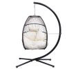 Hanging Egg Swing Chair with Stand Hammock Chair with Soft Cushion and Pillow for Backyard, Garden, Patio XH