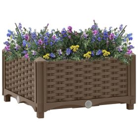 Raised Bed 15.7"x15.7"x9.1" Polypropylene (Color: Brown)