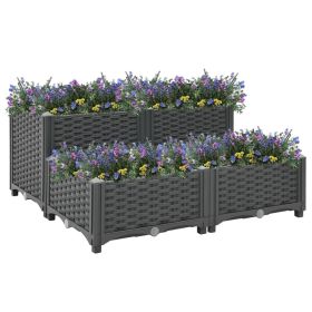 Raised Bed 31.5"x31.5"x15" Polypropylene (Color: Grey)