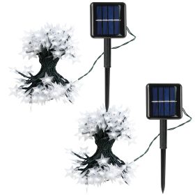 2Pcs Solar Powered String Lights 39.3FT 100LED Beads Fairy Star Lights (Light Color: White)