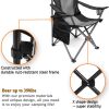 Coastrail Outdoor Padded Folding Camping Chair Quad Arm Chair Lawn Chair with Large Cup Holders, Side & Back Pocket, 2 Colors Available