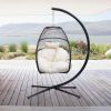 Hanging Egg Swing Chair with Stand Hammock Chair with Soft Cushion and Pillow for Backyard, Garden, Patio XH