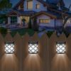 4Pack Solar Powered LED Fence Lights Dusk To Dawn Sensor Fence Lamps