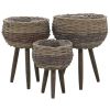 Planter 3 pcs Wicker with PE Lining