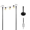 Set of 6 RC String Light Pole;  9 FT Lighting Stand ;  LED Solar Bulbs for Parties;  Christmas